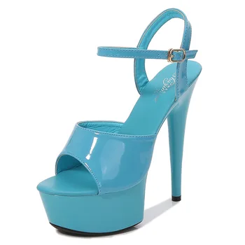 Летняя модельная обувь для подиума, пикантные водонепроницаемые женские босоножки на платформе и высоком каблуке 15 см