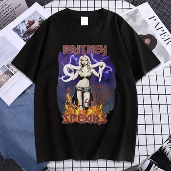 Бритни Спирс - I'm A Slave 4 U, мужская черная футболка, модные эстетичные повседневные свободные футболки, мужские Женские топы оверсайз, уличная одежда