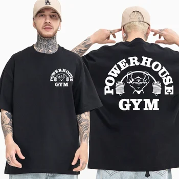 Футболка с графическим рисунком Powerhouse Gym, мужская и женская одежда, забавные футболки оверсайз с коротким рукавом, винтажная футболка Harajuku Geek Fitness