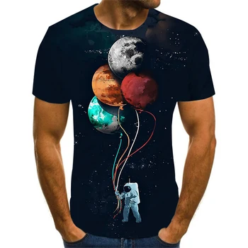 Новая футболка с Астронавтом, Летняя футболка с 3D принтом Для Мужчин, Повседневная негабаритная мужская футболка С круглым вырезом и коротким рукавом, Топы, Одежда XXS-6XL