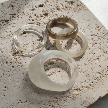 Модные кольца серии UILZ Brown с массивным наборным рисунком, Корейское милое кольцо с эмалевым сердечком Y2K для женщин, ювелирные изделия в подарок на День рождения
