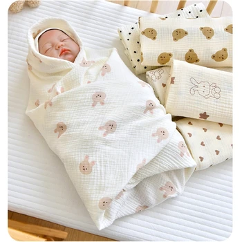 Детское пеленальное одеяло для мальчиков и девочек, дышащая и приятная для кожи упаковка, мягкое хлопковое пеленальное одеяло для душа ребенка-подарок