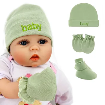 Комплект шапочка + перчатки + носки для новорожденных мальчиков и девочек, хлопковый осенний повседневный реквизит для фотосъемки, мягкие головные уборы, модный ночной колпак для младенцев