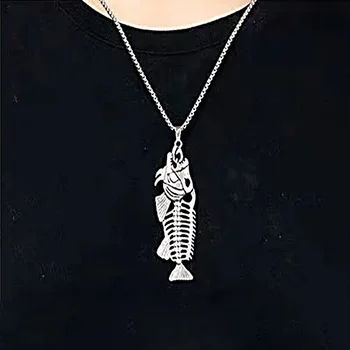 Креативный дизайн, ожерелье с подвеской в форме рыбьей кости, хип-хоп, Готический стиль, Мужское ожерелье с подвеской, Панк-богемный Ювелирный подарок