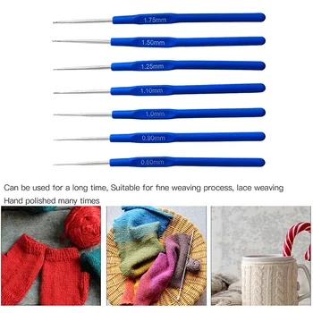 крючки для вязания крючком 2шт, Синяя Тонкая Эргономичная ручка, обработка полировкой, Набор спиц из нержавеющей стали для швейных инструментов