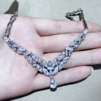 Женское ожерелье с кристаллами, роскошные романтические украшения в подарочной коробке, новый тренд, бесплатная доставка