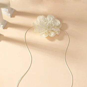 Ожерелья с цветочным шарфом Материал ткани Украшения для свадебной вечеринки Аксессуар из ткани Ожерелье с цветочным галстуком Материал ткани для девочек