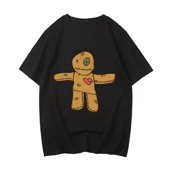 Детская мужская одежда Voodoo, Весенне-летняя футболка, Новая Блузка с принтом Аниме в стиле Ретро, Топы для пар в стиле Хип-хоп, Эстетическая Уличная Одежда