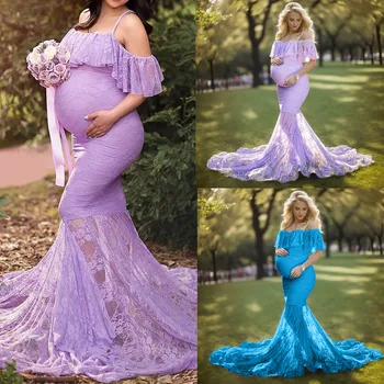 Кружевное платье для беременных для фотосессии, Длинное платье Макси, вечернее платье для беременных, реквизит для фотосъемки, платье для душа для беременных
