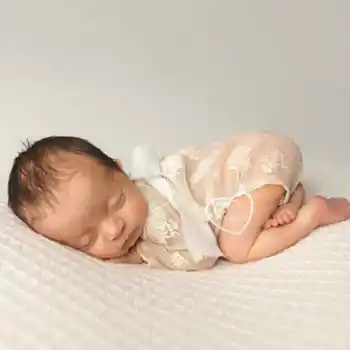 Реквизит для фотосъемки новорожденных, наряды, детский кружевной комбинезон, повязка на голову, боди для фотосессии младенцев, комбинезон, однотонный костюм