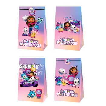 Украшения для тематической вечеринки Gabby Dollhouse Cats Бумажный пакет Подарочная коробка Пакет конфет Подарки для детей, подарки для девочек в душе ребенка, подарки для вечеринок