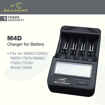 Зарядное устройство Skilhunt M4D для аккумулятора фонарика, подходит для 26650/22650/18650/17670/18490/17500/17335/16340/14500
