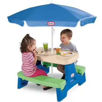 Столик для пикника с зонтиком Store Jr., синий и зеленый - Игровой столик с зонтиком для детей