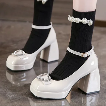 Женская обувь в продаже 2023 Года, Брендовые Женские Летние туфли-лодочки на высоком каблуке с пряжкой и ремешком, Обувь с квадратным носком, Женская обувь Mary Jane, Zapatos Mujer