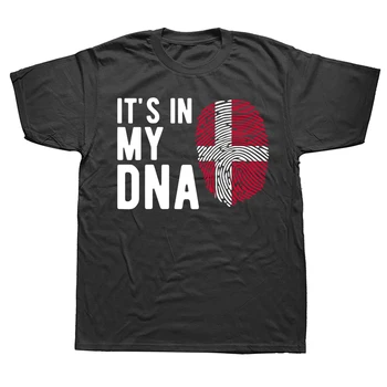 Забавно, Что Это В Моей ДНК, Флаг Дании, Датские Футболки, Графическая Хлопковая Уличная Одежда С Коротким Рукавом, Подарки На День Рождения, Футболка, Мужская Одежда