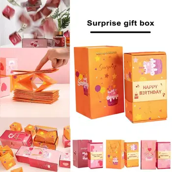 1 комплект Подарочная коробка Bounce Сумка из плотной бумаги многоразового использования С Днем Рождения, Днем Святого Валентина, Складной подарочный сюрприз, упаковочная коробка, набор сумок