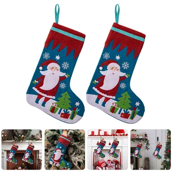 2шт Чулки Санта-Клауса Декоративные Чулки Рождественские Чулки Носок Для Хранения Конфет