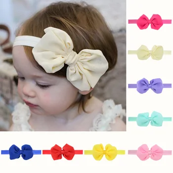 Милая детская шифоновая повязка на голову с цветочным бантом для малышей, головной убор для волос