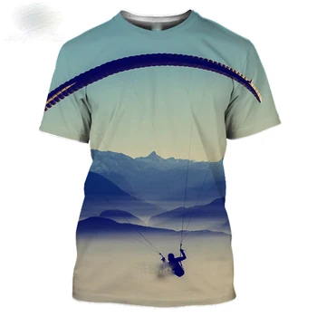Мужские футболки с 3D рисунком парашюта, винтажная рубашка с парашютом, модные топы с 3D рисунком для прыжков с парашютом, парапланеризма, уличной одежды