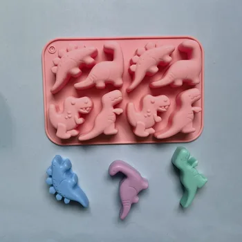 Динозавр Силиконовая форма для торта Выпечка Детский мультфильм Динозавр Лоток для шоколадных конфет Мыло Инструмент для изготовления свечей Бумажный стаканчик