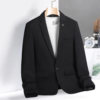 Корейские модные блейзеры 2023 Новый мужской черный костюм-кардиган с длинными рукавами на весну и осень размера ОверСайз 4XL