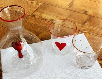 Графин с персиковым сердечком, чашка для горячей воды, набор чашек для холодной воды, подарочная коробка
