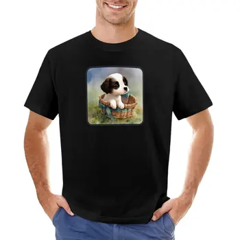 Милый щенок породы Сенбернар в Плетеной корзине - Маттерхорн-Футболка Cervinia Cervino Mountain, корейские модные футболки для мужчин