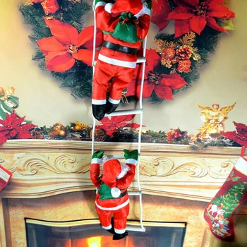 Набитая Санта-Клаусом кукла Санта-Клауса Рождественский Санта-Клаус взбирается по веревке подвесной кулон