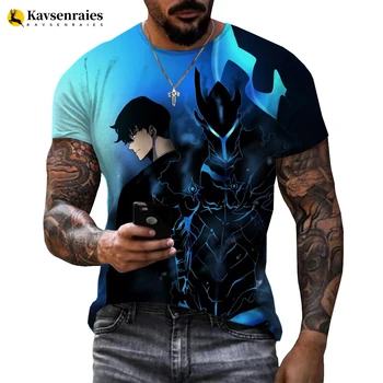 Аниме Solo Leveling, футболка с 3D-принтом, мужские и женские Летние крутые Модные повседневные футболки с коротким рукавом, топы 6XL