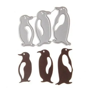 3шт металлических пингвинов в виде животных для скрапбукинга Материалы для поделок Режущие штампы Принадлежности для изготовления открыток Прозрачные штампы Трафарет