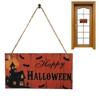 Настенная вывеска на Хэллоуин, Жуткая приветственная вывеска на Хэллоуин Для декора входной двери, 3,9 Х 7,9 дюйма, вешалка на дверь на Хэллоуин, вывеска на стену Windows