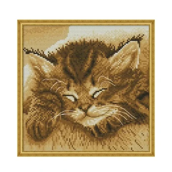 Набор для вышивания крестиком Sleeping Cat 4 14ct количество 11ct печать на холсте крестиком рукоделие вышивка DIY handmade