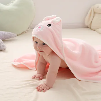Детское банное Полотенце для маленьких Девочек и мальчиков, детские полотенца с капюшоном, мультяшное детское полотенце из кораллового флиса, одеяло, Пеленание новорожденного ребенка