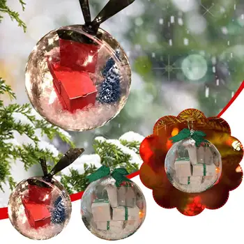 1шт Забавный Рождественский Подарок Декоративный ПВХ Прозрачный Рождественский Открытый Кулон Сферический Пластиковый Подарочный Шар Реквизит Дерево Крытый B1L5