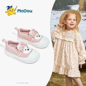 Mo Dou 2023, новая повседневная обувь для девочек, весна и осень, новая детская обувь для настольных игр, мягкая нескользящая подошва, милая удобная обувь для малышей