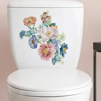 Декоративная наклейка на туалет Красочные цветочные наклейки на туалет, простые в установке самоклеящиеся наклейки для дома, декор ванной комнаты для туалета