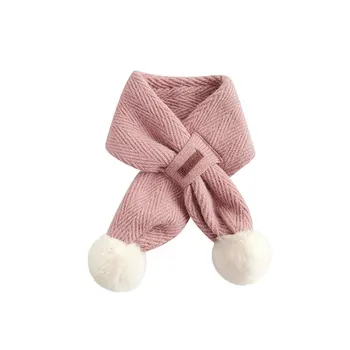 Зимний детский милый однотонный шарф для девочек, мягкий Толстый теплый и ветрозащитный шарф с воротником, тепло на улице, дети 1-12 лет
