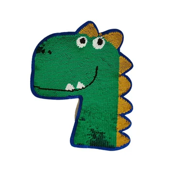 Большая зеленая нашивка с блестками в виде динозавра, наклейки на значки, аппликация для украшения одежды, нашивки для одежды, швейные аксессуары
