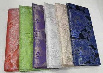 Африканская парча Жаккардовая кружевная ткань 2023 года высокого качества для свадебных платьев, Органза, вышитый атласный шелковый швейный материал