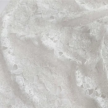 Белая водорастворимая Кружевная ткань с выдолбленными пайетками, расшитая Свадебным платьем Cheongsam, Ткань для одежды по индивидуальному заказу