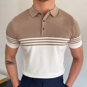 Мужская футболка с коротким рукавом, летняя новинка, европейская и американская мода, полоски, удобная повседневная футболка большого размера с коротким рукавом.