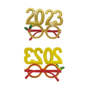 2023 Рождественские очки в блестящей оправе, Декоративные Новогодние Серебряные /Золотые /Зеленые / Красные оправы для очков разных стилей, реквизит для взрослых