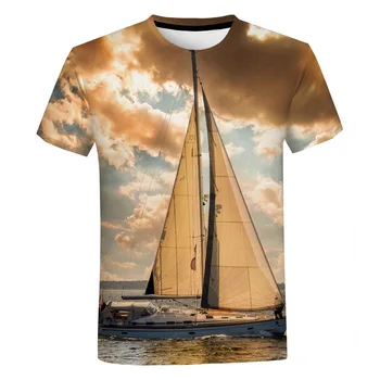 Мужская футболка Sailboat, Модная забавная футболка в стиле Хип-хоп Харадзюку с 3D Принтом, Топ, уличная Одежда, графические Футболки Haikyuu