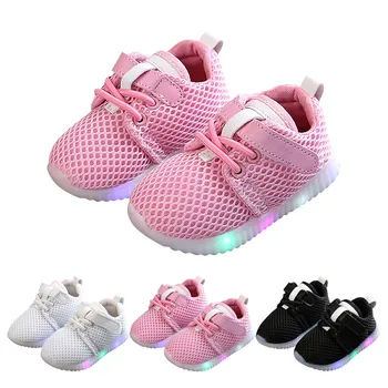 Детские кроссовки, обувь с градиентной светодиодной подсветкой, обувь для папы, теннисные туфли на мягкой подошве 13 дюймов шириной, парусиновая обувь для девочек