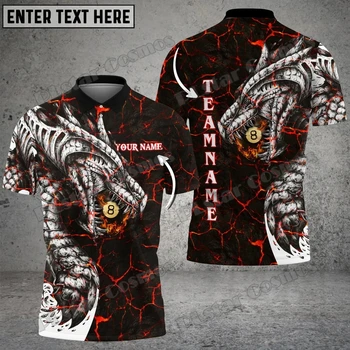 Бильярд с изображением огненного дракона и орла, персонализированное название, модная мужская рубашка поло с 3D-принтом, Летняя повседневная рубашка поло унисекс POL108