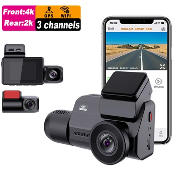 M800 новый автомобильный видеорегистратор 4k dashcam 4k dash cam 3 объектива с приложением WIFI GPS Hd 4k dash cam спереди и сзади внутри 3-канальной 4k dash cam