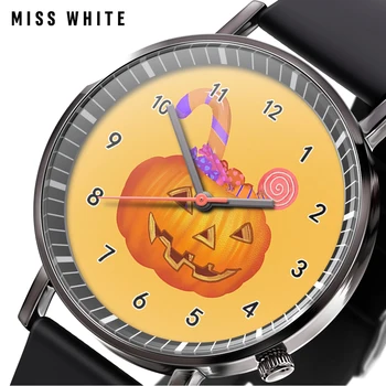 Новые повседневные часы на Хэллоуин, трендовые мужские и женские кварцевые наручные часы Horror Pumpkin, подарочные модные часы