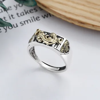 Открывающие кольца из стерлингового серебра 925 пробы с Пиксиу на удачу, уникальный дизайн, подходит для мужчин и женщин
