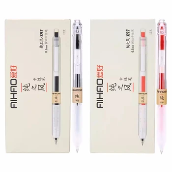 12шт AIHAO X97, нейтральная ручка, гелевая ручка 0,5 мм, ручка для подписи, красные чернила, Черные чернила, школьные канцелярские принадлежности