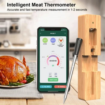 Беспроводной термометр для мяса, мобильное приложение, Водонепроницаемый термометр для мяса для духовки, гриля, барбекю, стейка, кухни из индейки